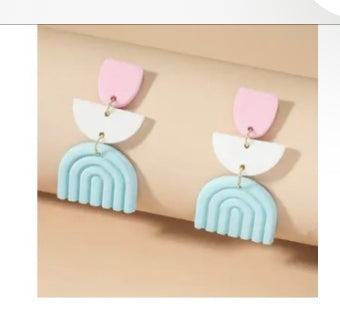 Geometric Clay Dangle Earrings