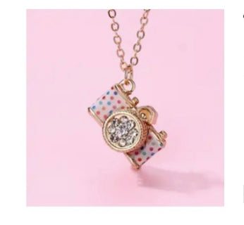 Cute Colorful Enamel Camera Necklace