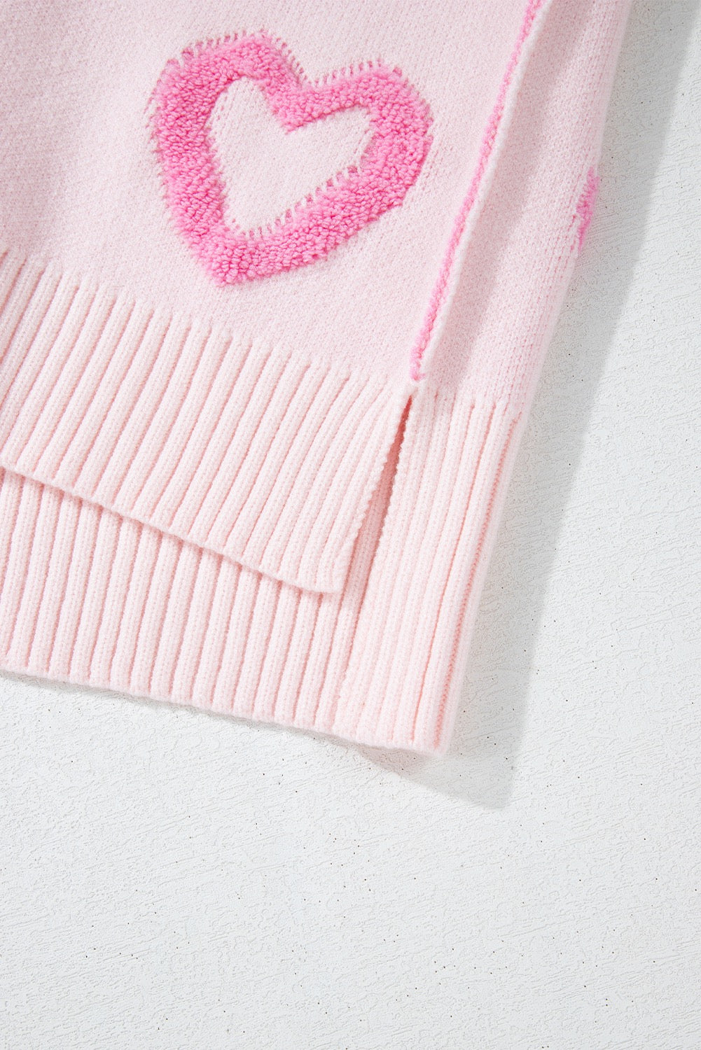 Pink Heart Bubble Sleeve Sweater