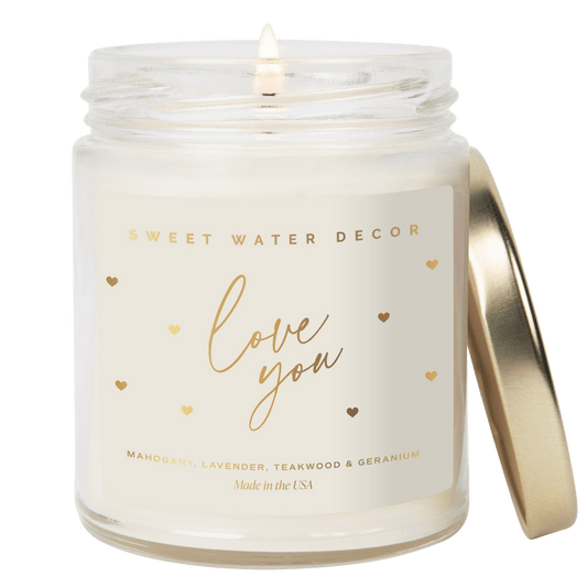 Love You Soy Candle Patterned Clear Jar - 9 oz