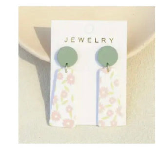 Flower Pattern Geometric Dangle Earrings