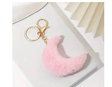 Pink Moon Plush Keychain