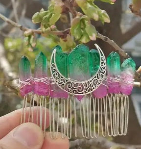 Boho Style Crescent Moon Crystal Hair piece