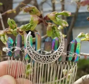Boho Style Crescent Moon Crystal Hair piece