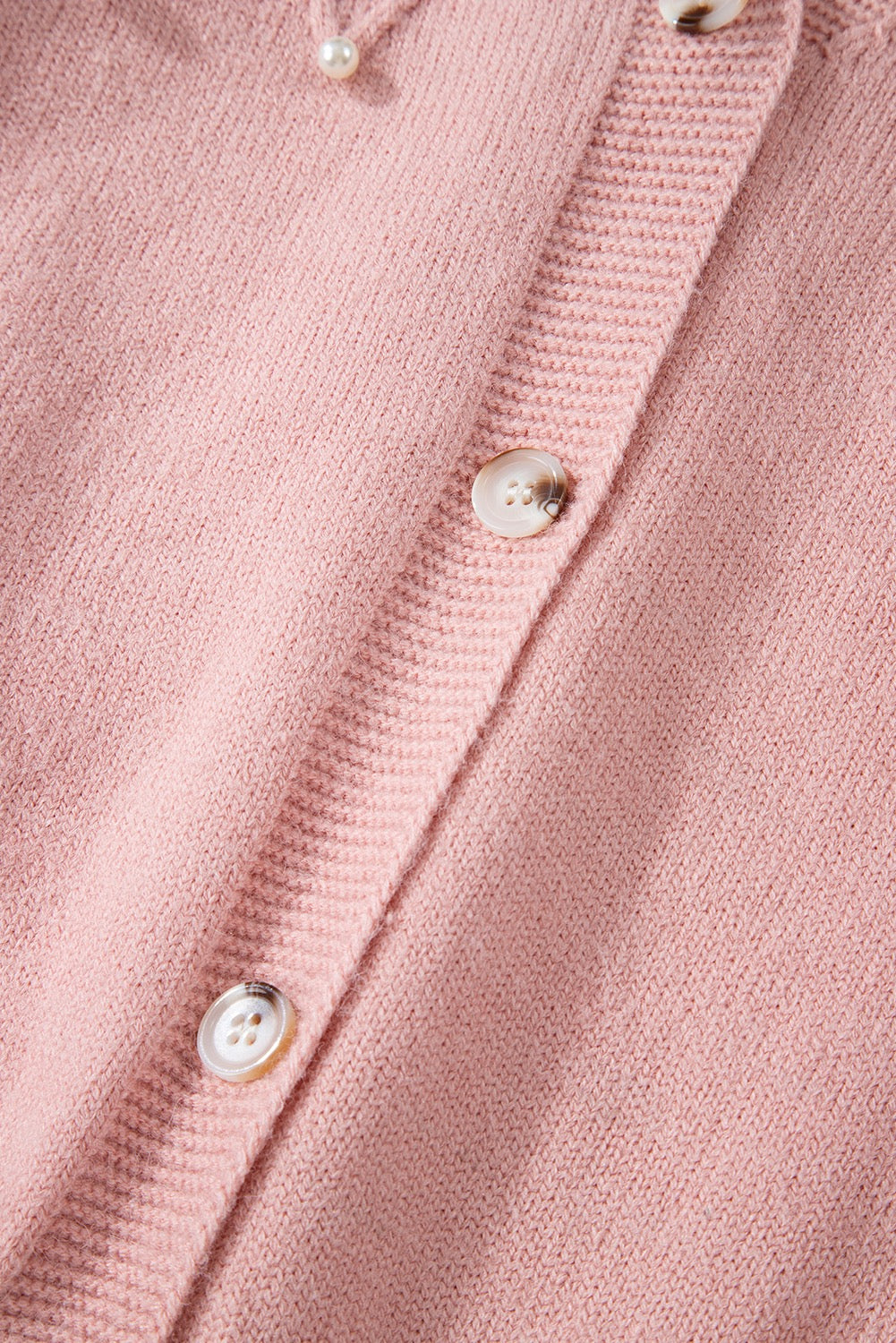 Rose Textured Knit Pearl Beaded Cardigan