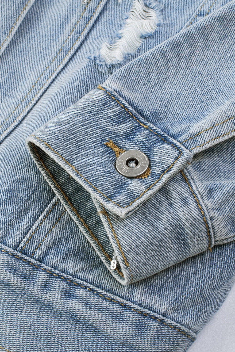Sky Blue Sequin Embellished Denim Jacket