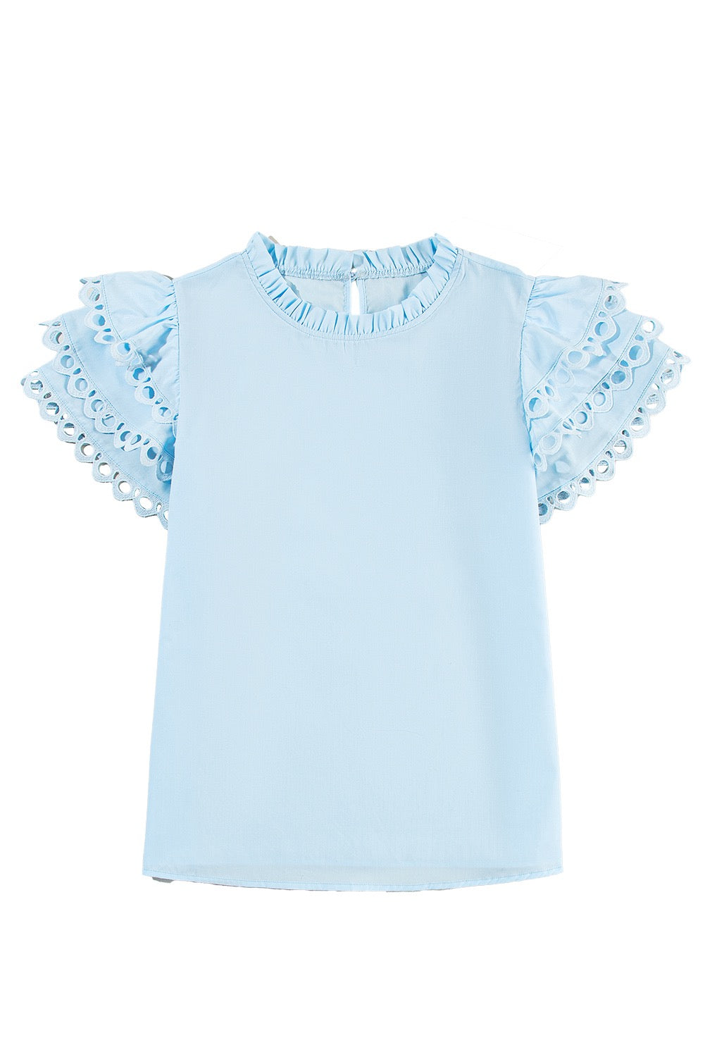 Blue Layered Cap Sleeve Blouse