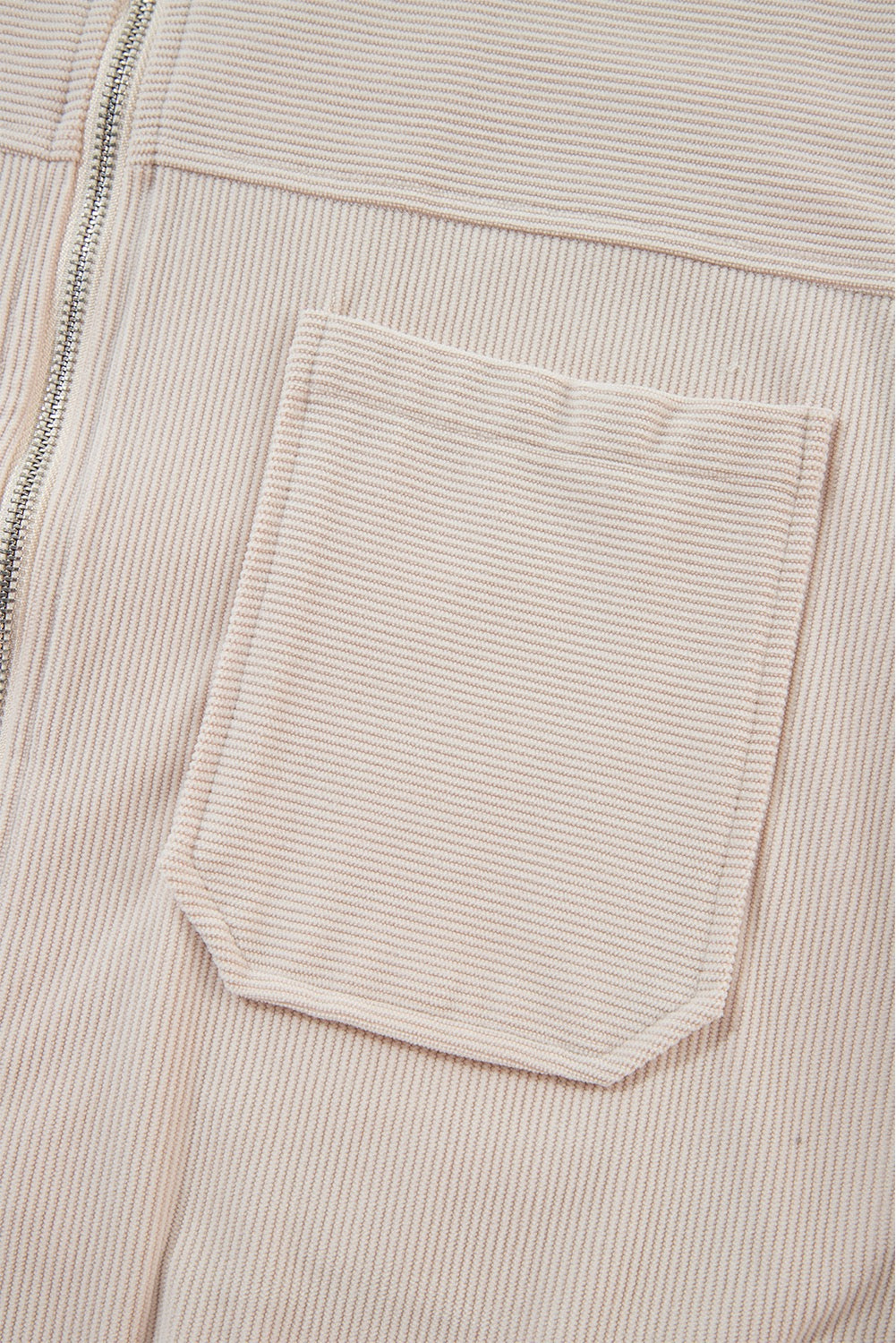 Corduroy Drawstring Hooded Zip Up Jacket