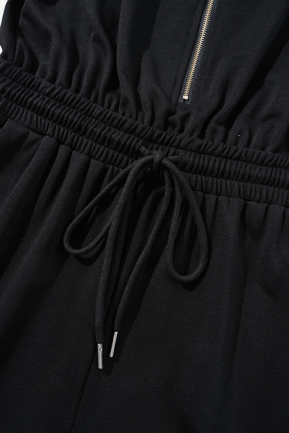 Black Zipper Flutter Sleeve Jumpsuit