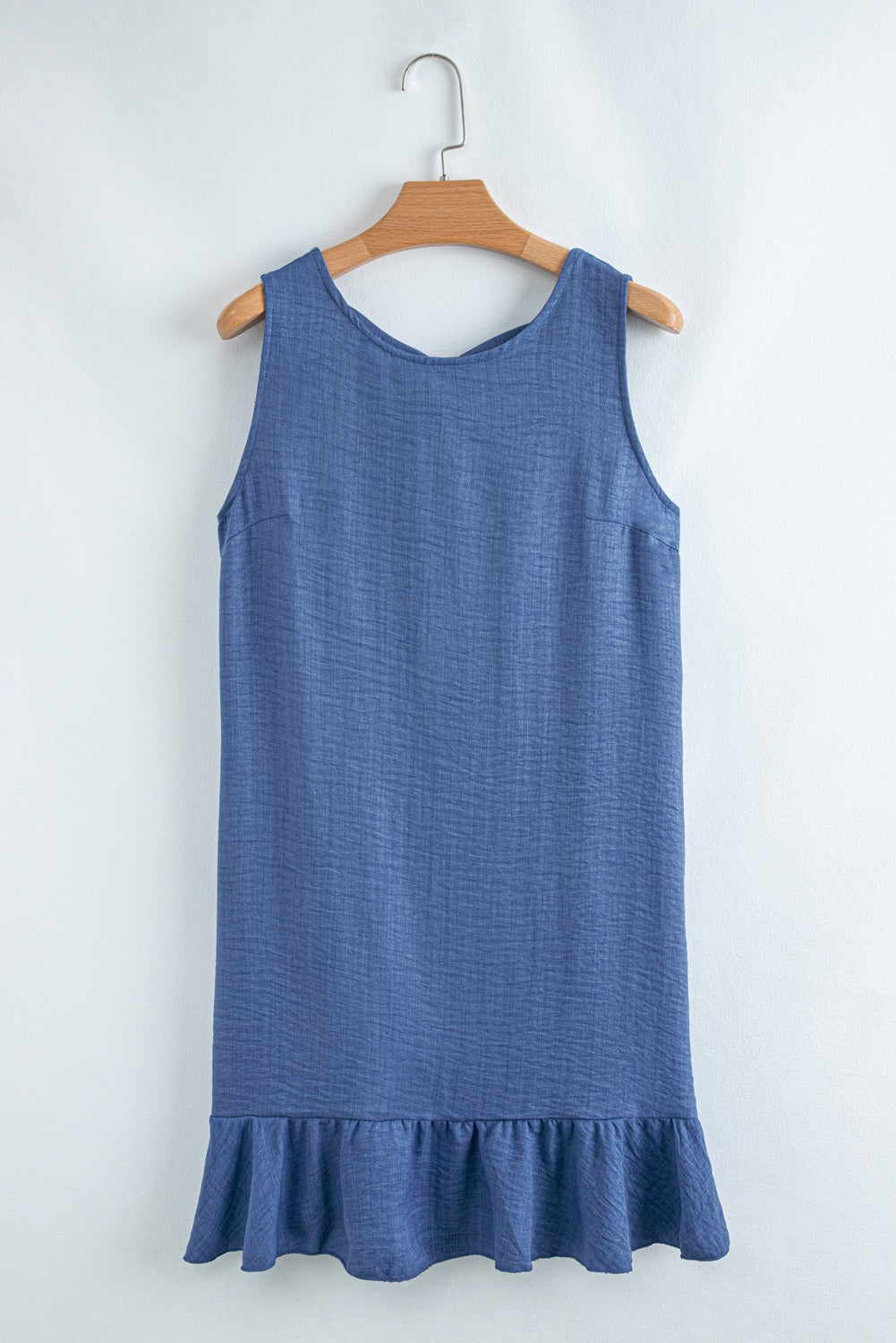 Blue Knot Scoop Back Sleeveless Mini Dress