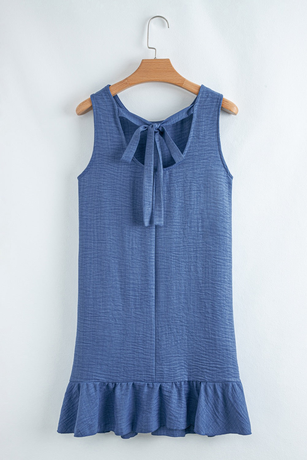 Blue Knot Scoop Back Sleeveless Mini Dress