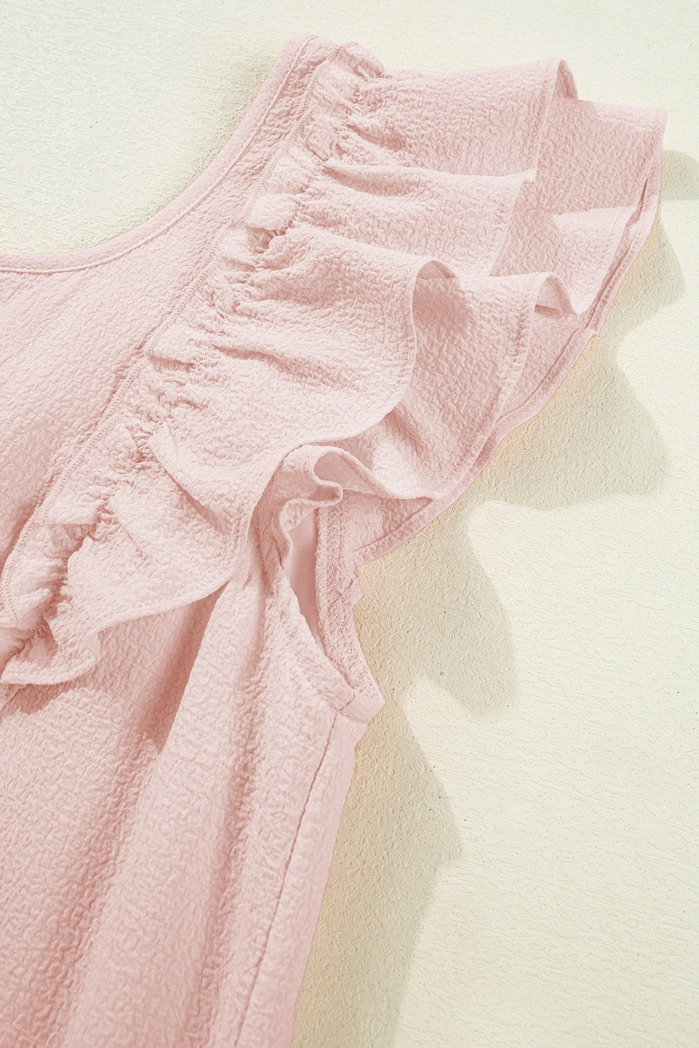 Light Pink Flutter Sleeve Square Neck Mini Dress