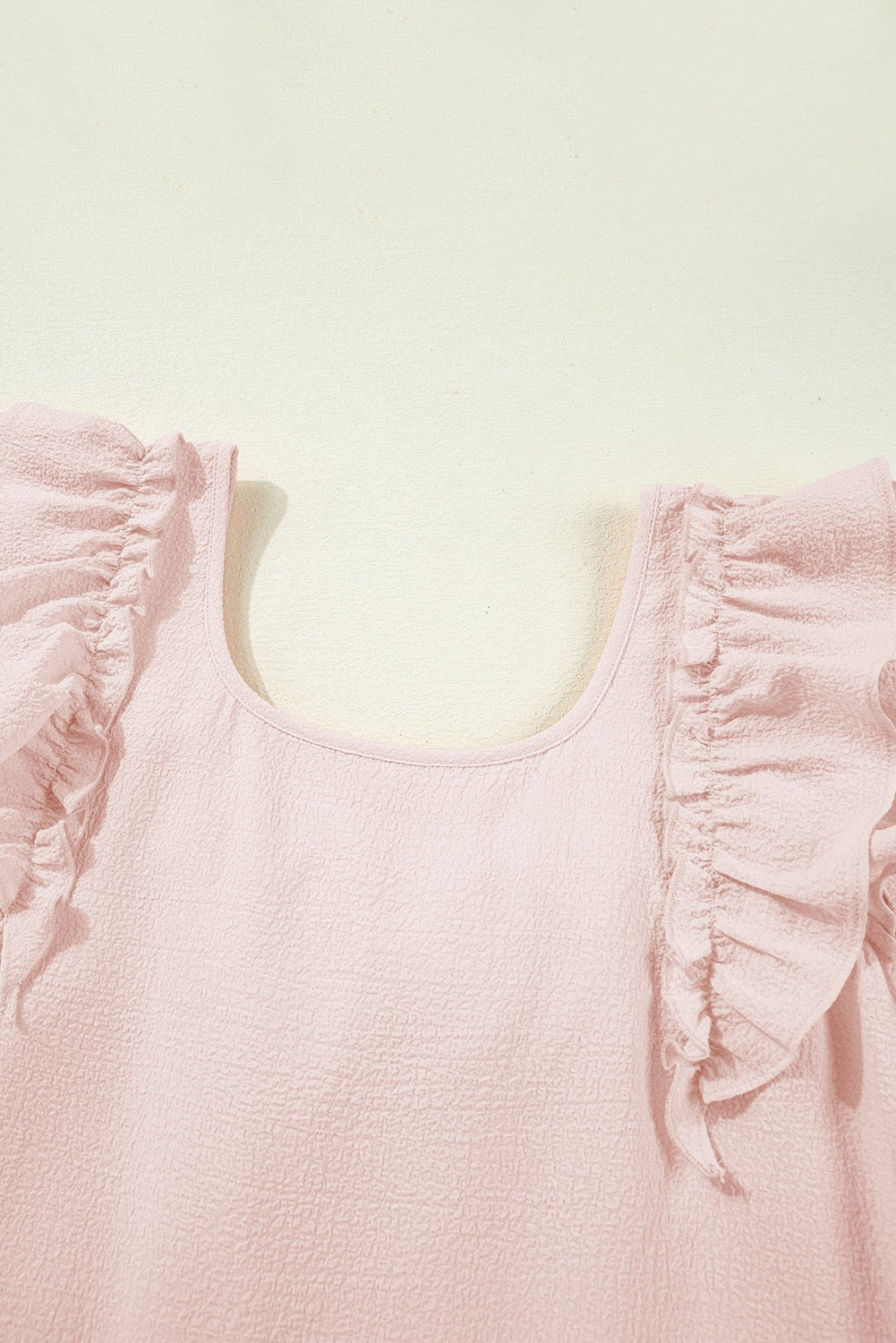 Light Pink Flutter Sleeve Square Neck Mini Dress