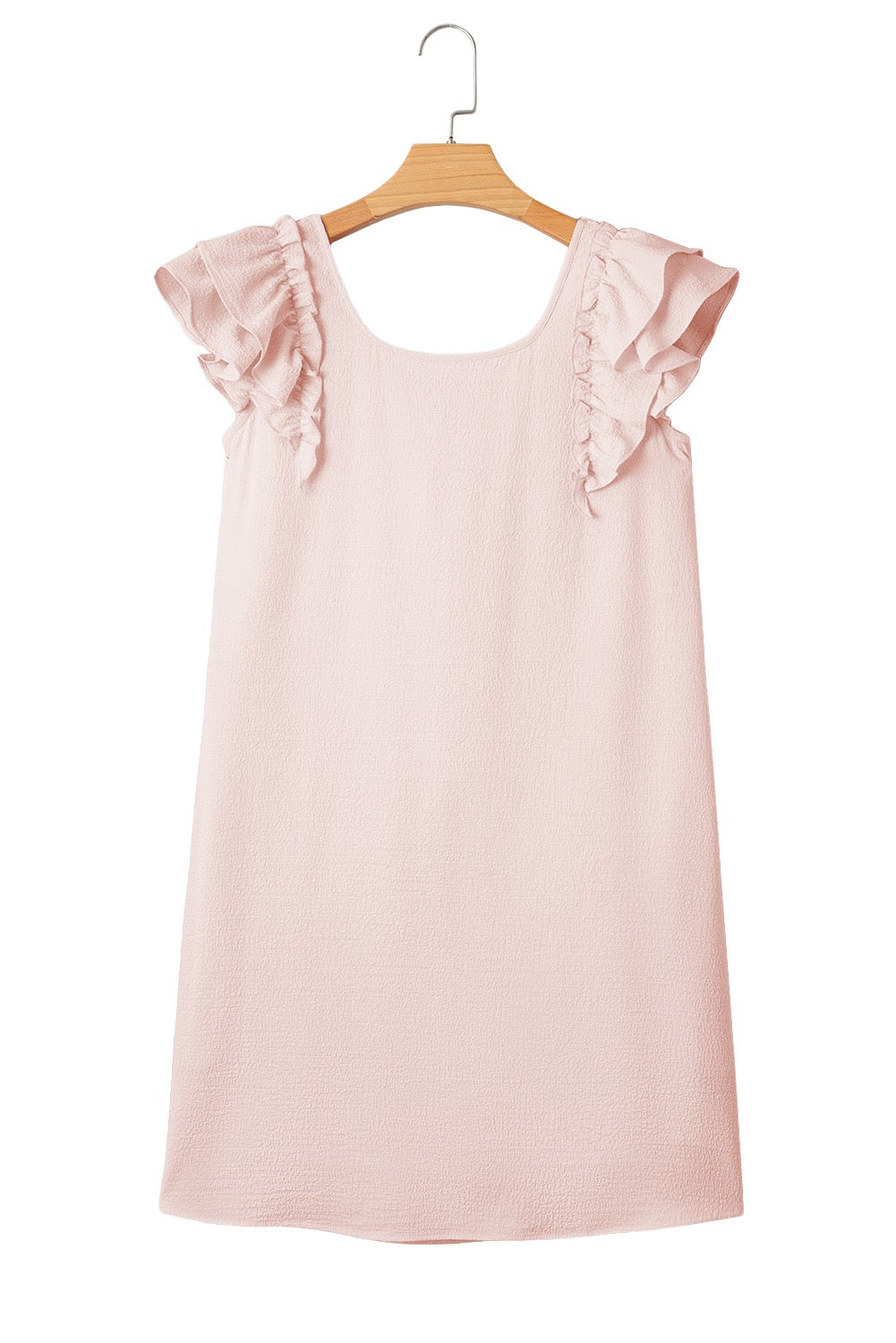 Light Pink Flutter Sleeve Square Neck Mini Dress