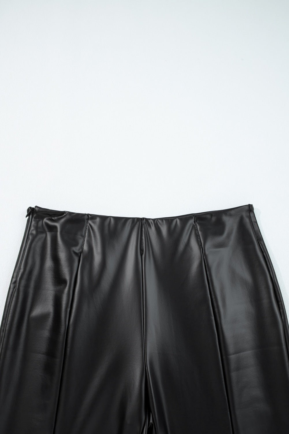 Black Faux Leather Seamed High Waist Leggings