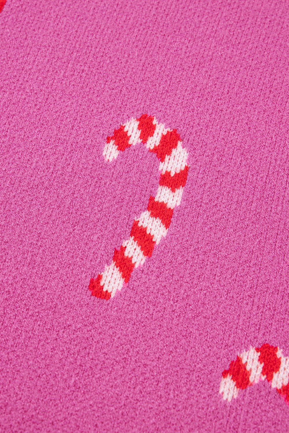 Pink Candy Cane Holiday Drop Shoulder Sweater