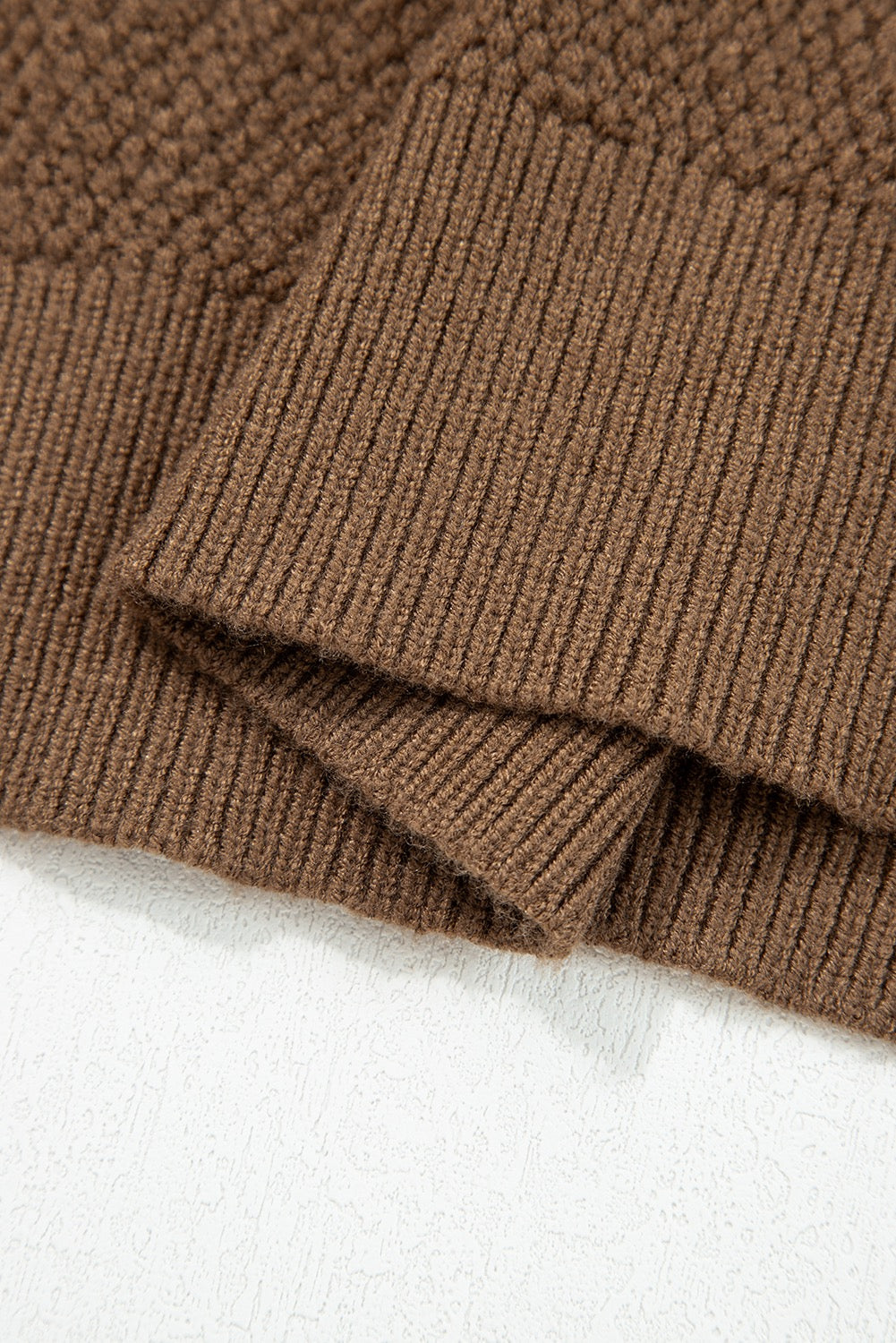 Dark Brown Color Block Striped Sleeve Sweater