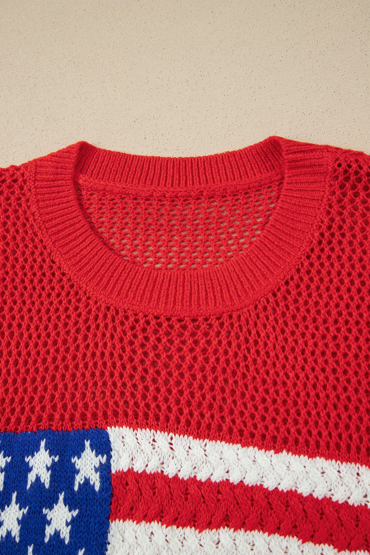 Red Flag Graphic Short Sleeve Sweater Top