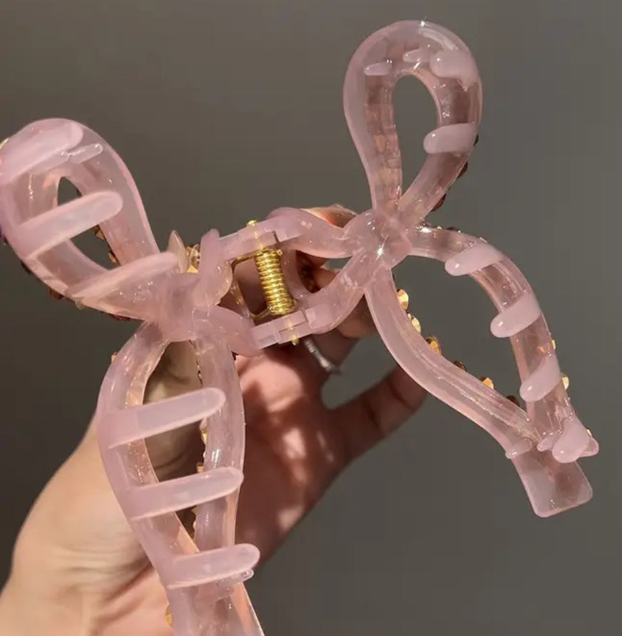 Rhinestone Bow Hair Claw Clip