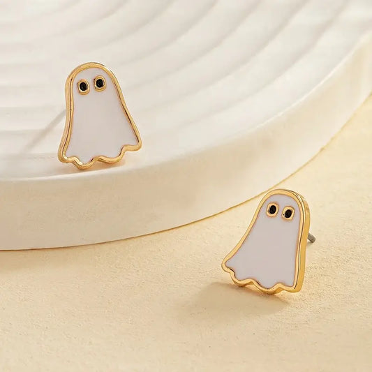 Halloween Golden Ghost Earrings
