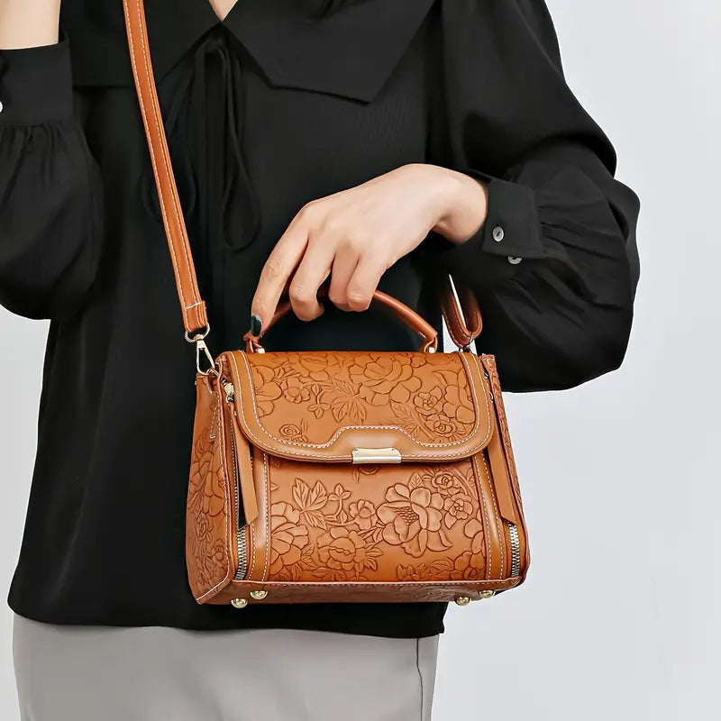 Floral Embossed Handbag