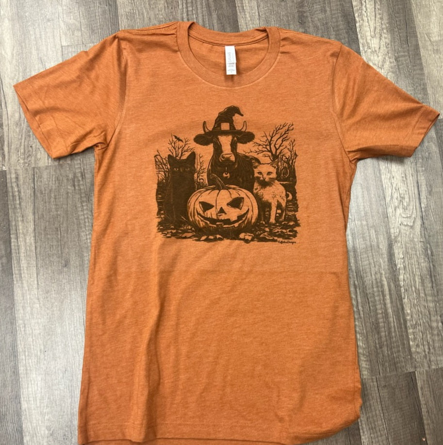 Halloween Cow & Cats T-shirt