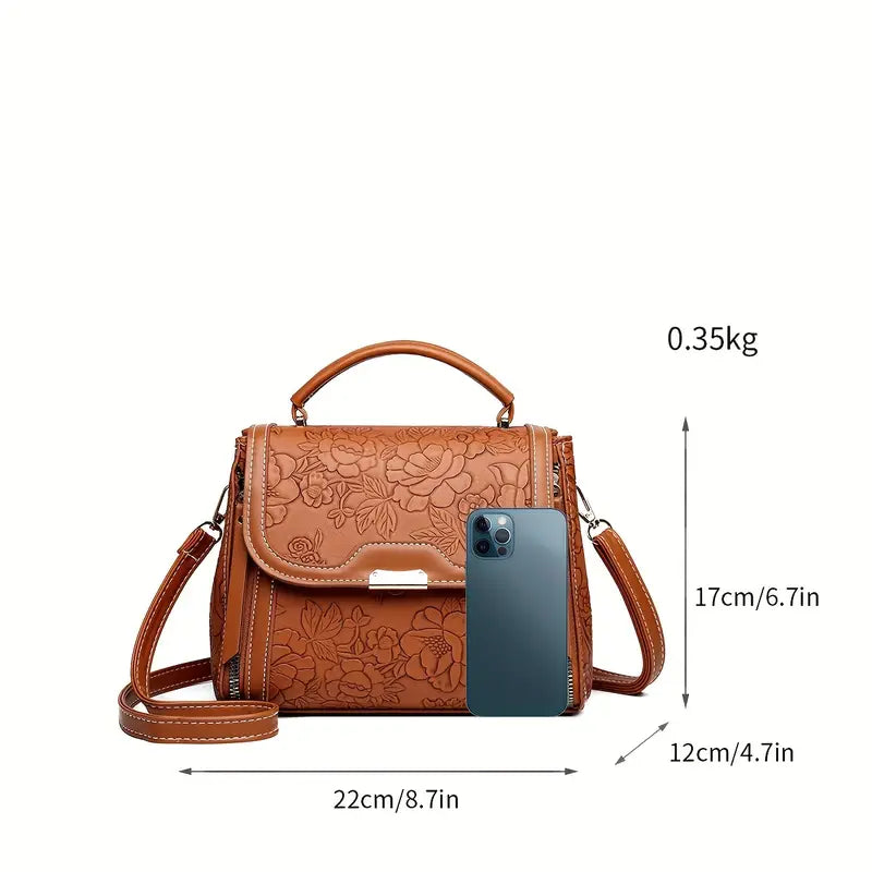 Floral Embossed Handbag