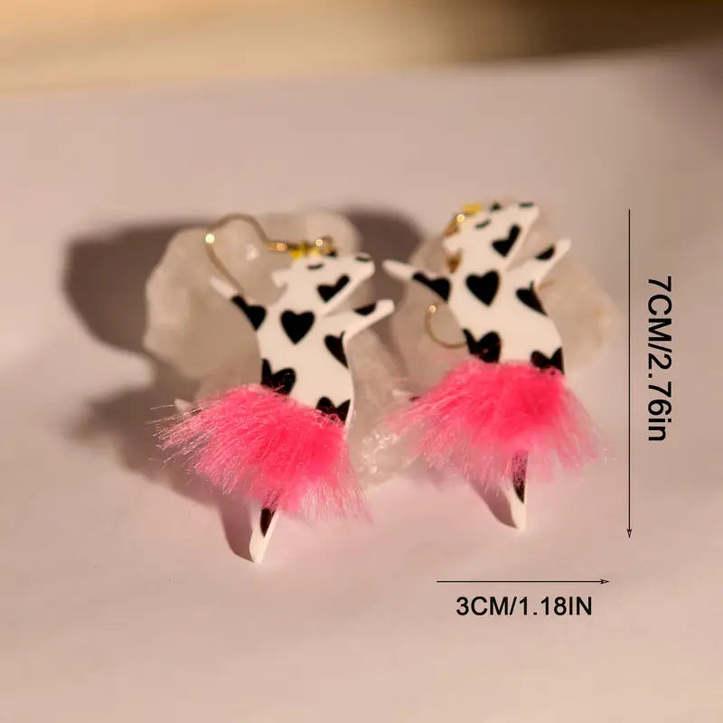Tutu Cow Dangle Earrings