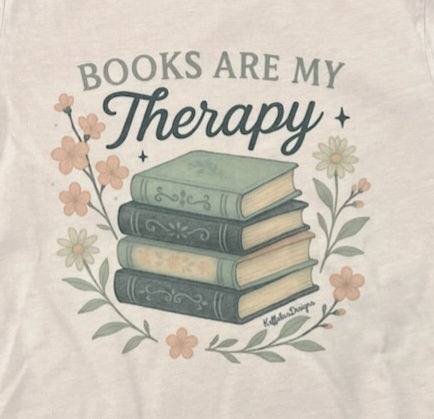 Ladies - Books Are Therapy T-shirt