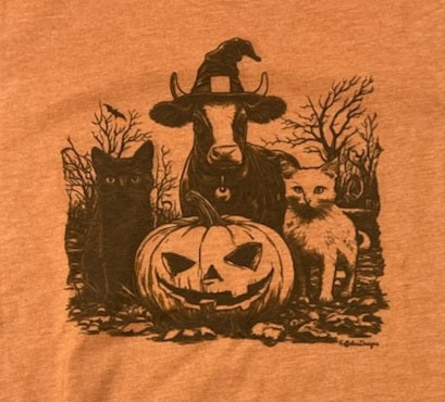 Halloween Cow & Cats T-shirt