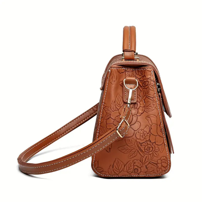 Floral Embossed Handbag