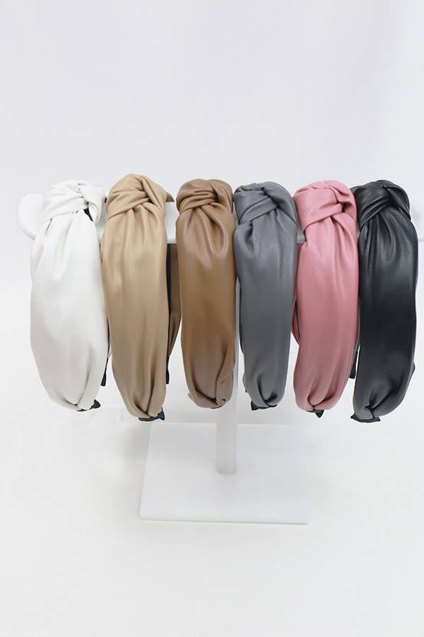 Faux Leather Center Knotted Headband