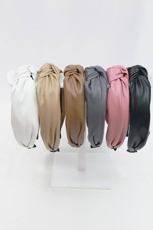 Faux Leather Center Knotted Headband