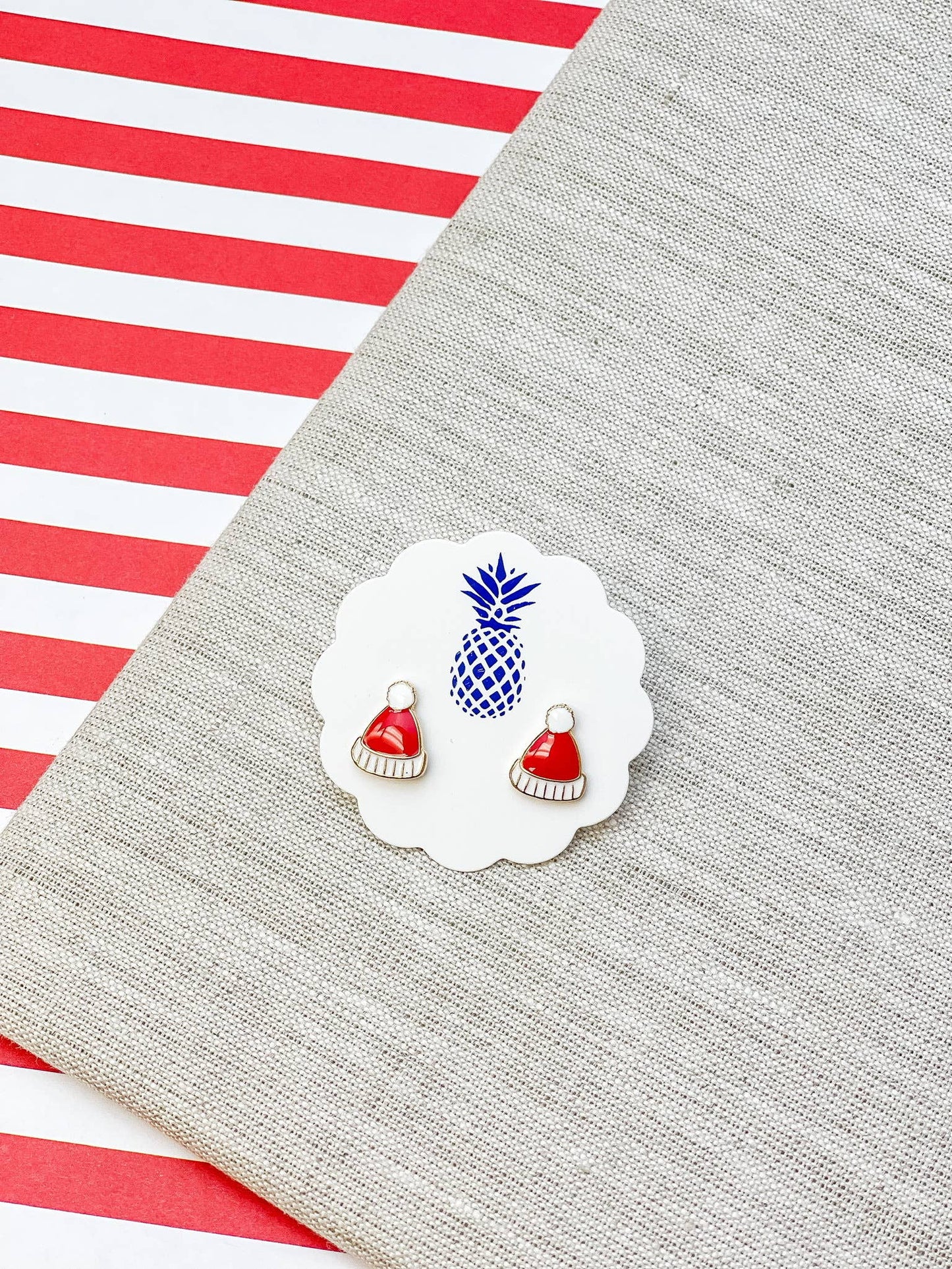 Santa Beanie Signature Enamel Stud Earrings