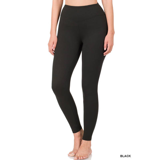 MICROFIBER WIDE WAISTBAND LEGGINGS-BLACK