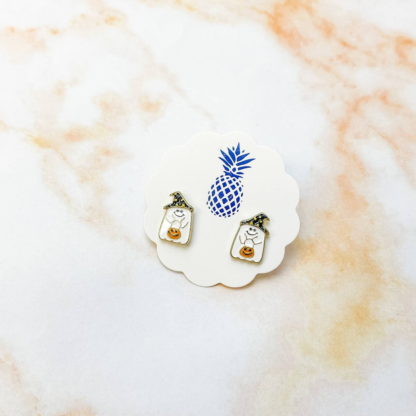 Trick-or-Treater Ghost Enamel Stud Earrings