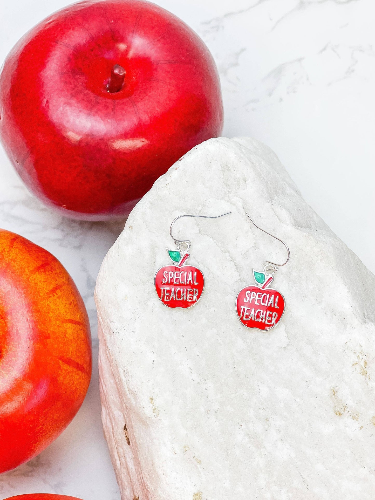 Enamel 'Teacher' Dangle Earrings
