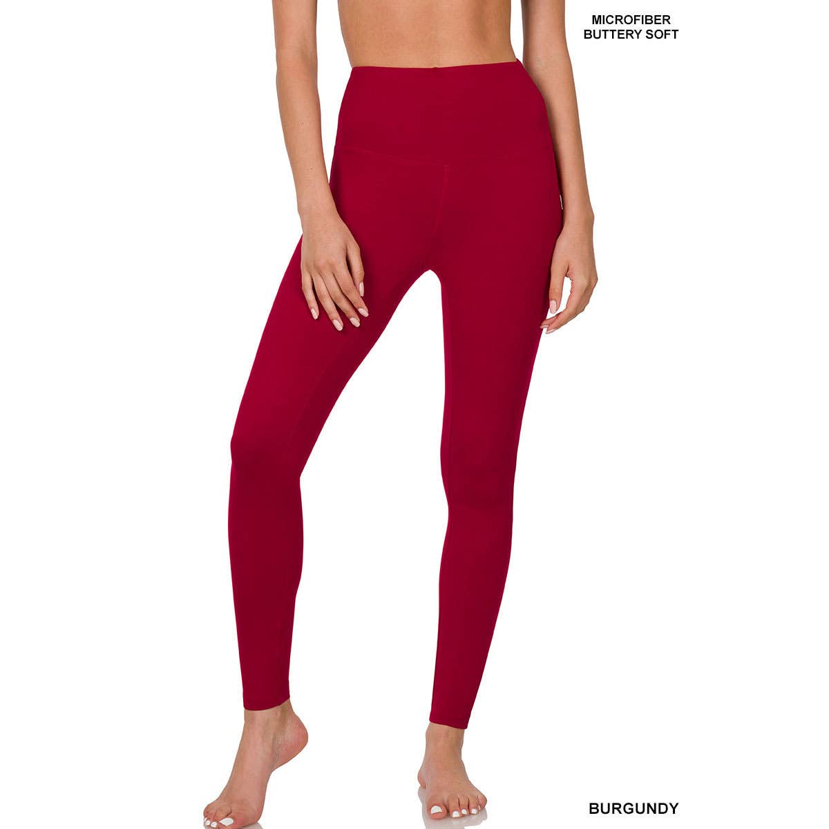 MICROFIBER WIDE WAISTBAND LEGGINGS-BURGUNDY