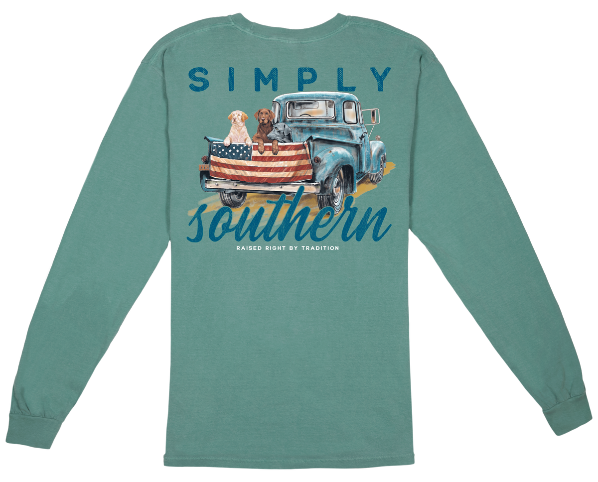 Simply Southern Long Sleeve Comfort Colors Dog Truck Seafoam T