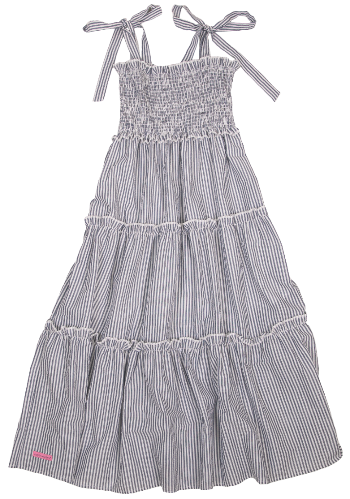 Simply Southern Searsucker Dress Navy Keffalas Designs