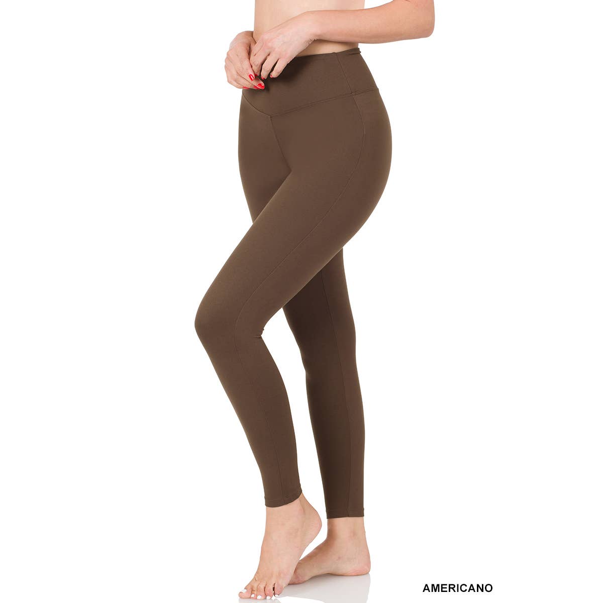 MICROFIBER WIDE WAISTBAND LEGGINGS-AMERICANO