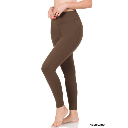 MICROFIBER WIDE WAISTBAND LEGGINGS-AMERICANO