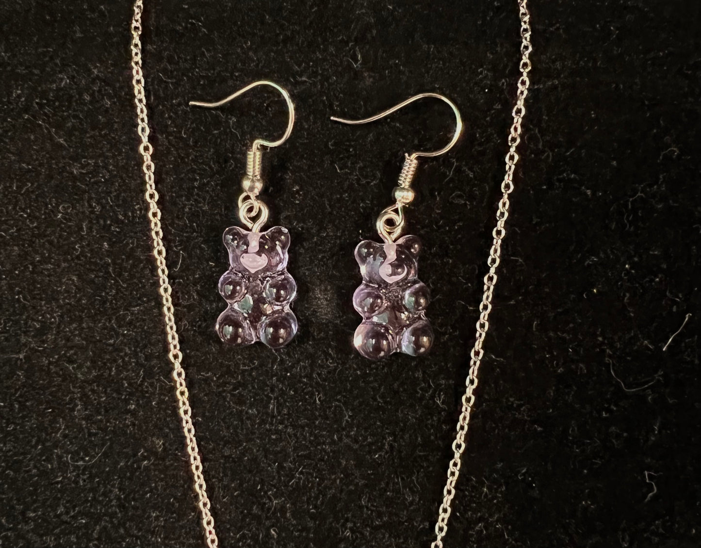 Purple Gummy Bear Earring and Necklace Set
