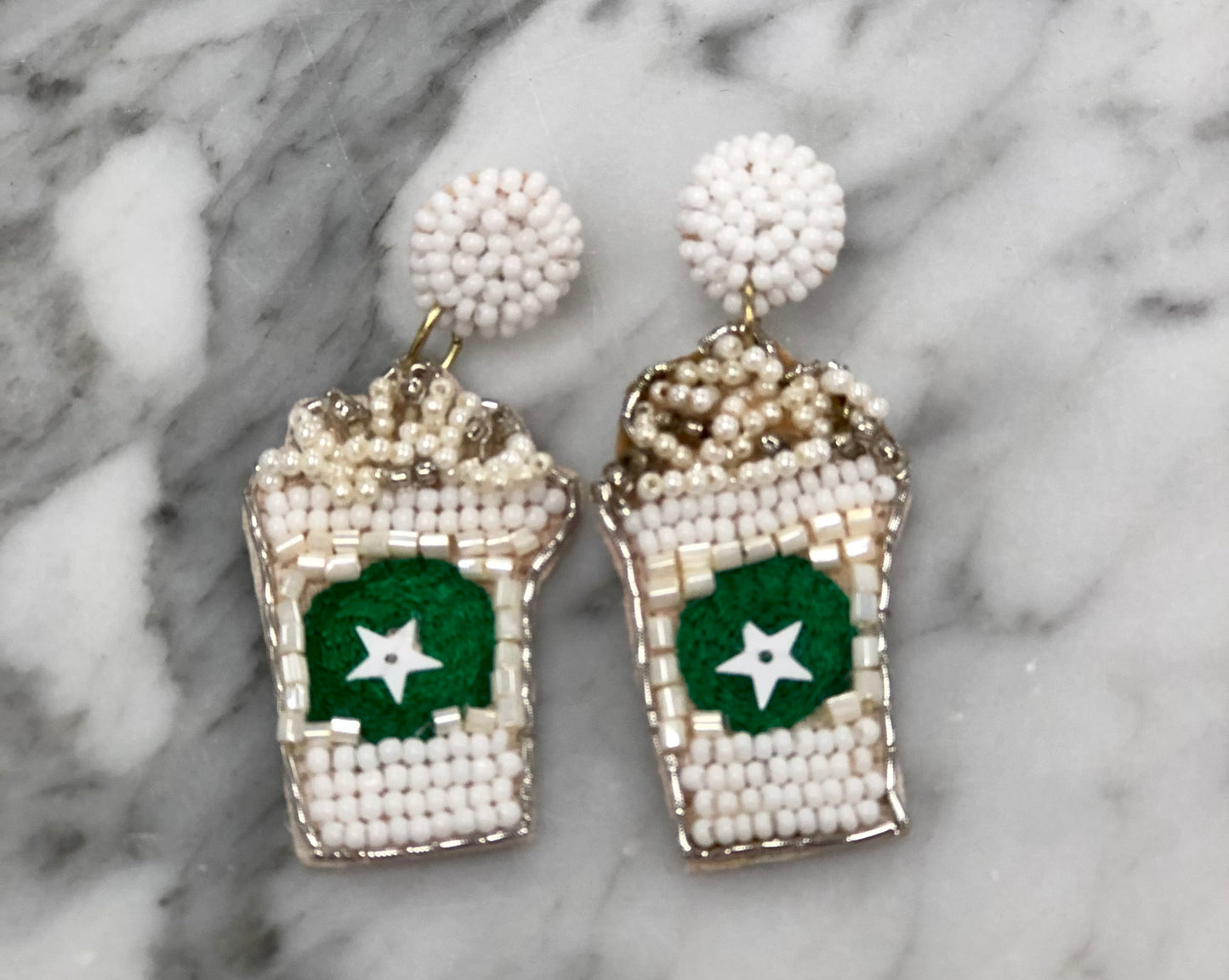 Coffee Cup Seed Bead Earrings