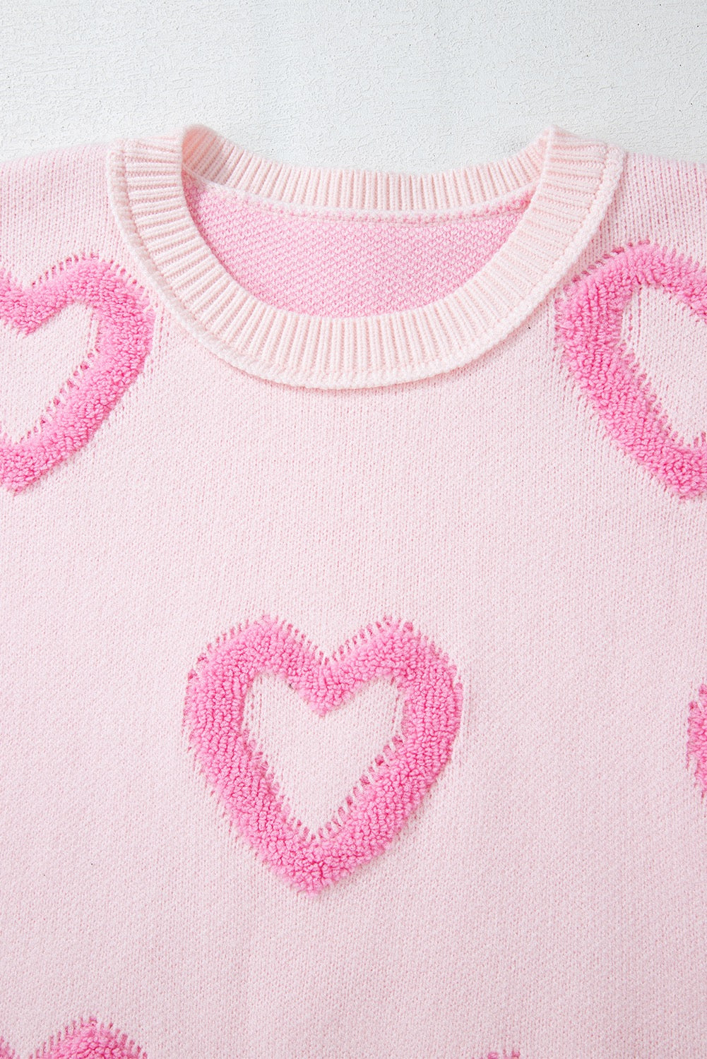 Pink Heart Bubble Sleeve Sweater