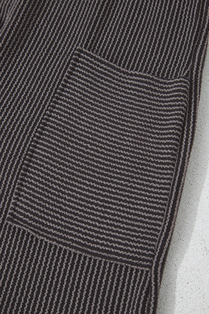 Carbon Gray Ribbed Knit Wide Leg Overalls