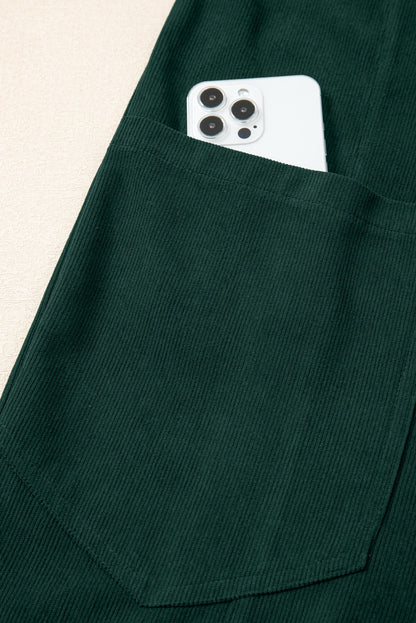 Evergreen Corduroy V Neck Sleeveless Jumpsuit