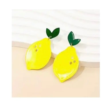 Yellow Lemon Shape Drop Dangle Earring