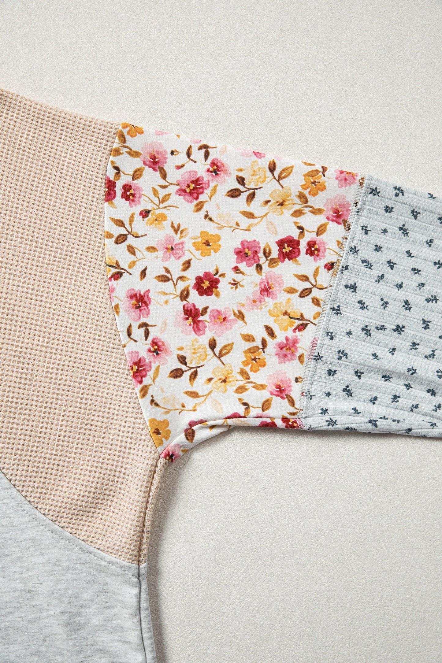 Light Gray Mixed Print Patchwork Pullover