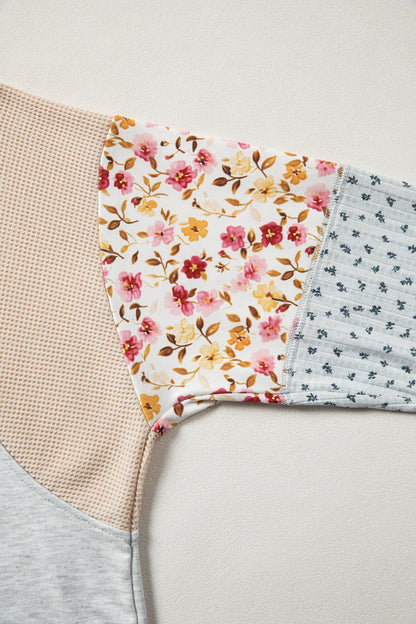 Light Gray Mixed Print Patchwork Pullover